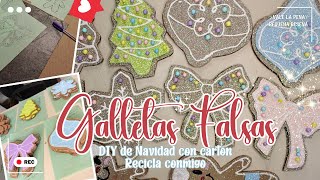 🎄 DIY GALLETAS FALSAS CON CARTÓN🎄RECICLA CONMIGO 🎄DIY DE NAVIDAD 🎄navidad2024 christmas2024 [upl. by Rayham]