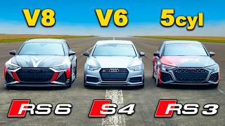 700hp RS6 v RS3 v S4 DRAG RACE [upl. by Esilec]