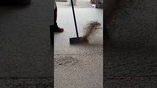 Quartz stone floor shoveling process Good tools and machinery can increase work efficiency [upl. by Lomax]