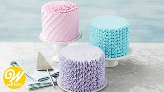 3 Easy Ways to Decorate a Cake with Piping Tip 104  Wilton [upl. by Nibram]