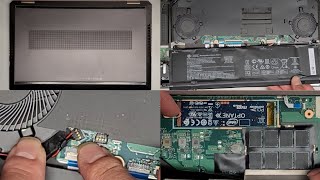 HP Spectre x360 Convertible 15eb1043dx Disassembly SSD Upgrade Battery Replacement Repair No RAM [upl. by Refinnaej]