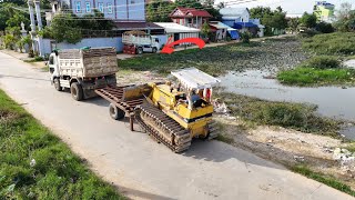 Opening New Activity Bulldozer Operating Pushing Dirt on old road Fixing road for heavy truck drive [upl. by Ayotac888]