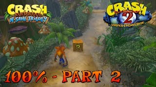 Crash Bandicoot 2  N Sane Trilogy  100 Walkthrough Part 2 Turtle Woods Both Gems [upl. by Hume538]