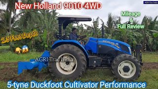 New Holland 9010 4WD Tractor 5tyne Duckfoot Cultivator Performance  New Holland 9010 Tractor Review [upl. by Metzgar]