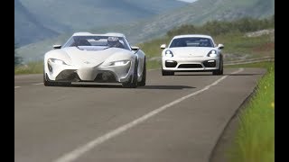 Battle Toyota FT1 vs Porsche Cayman GT4 at Highlands [upl. by Ettesoj]