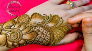 Shaded back hand mehndi design  Simple mehndi design  Latest floral mehndi design [upl. by Gatian]