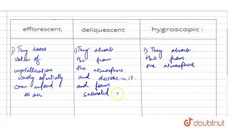 Differentiate between an efflorescent deliquescent amp hygroscopic substance with suitable exampl [upl. by Zumstein]