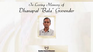 In Loving Memory of Dhanapal quotBalaquot Govender [upl. by Asirb486]