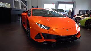 2020 Arancio Xanto Lamborghini Huracan Evo Coupe at Lamborghini Paramus [upl. by Alitha]