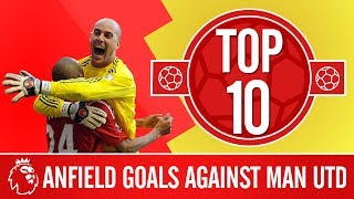 Top 10 Liverpools best goals against Man Utd at Anfield  Gerrard Riise Torres and more [upl. by Fong]