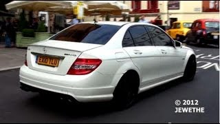 Mercedes C63 AMGs and C63 AMG Coupe Loud Sounds in London 1080p Full HD [upl. by Milstone]