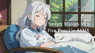 ASMR Fire Sound  Sleepy Music MixRelaxing Calm Study Music [upl. by Lledor]