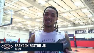 Brandon Boston Jr on team chemistry bench defense  Pelicans Practice 11224 [upl. by Eerac526]