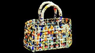 How to make a basket using magazine paper [upl. by Karlens]