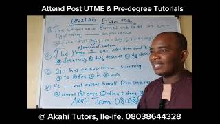 UNILAG Post UTME English Language Past Questions and Answers Solved by Akahi Tutors Ileife [upl. by Nnylyam]