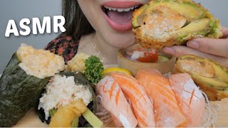 SUSHI ASMR  SUSHI CONE Salmon Belly Sashimi with Avocado Volcano amp Crab Sunomono Salad NO Talking [upl. by Magas691]