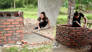 Construction technique of Kitchen stove with red brick Taking care of pets [upl. by Dorin781]