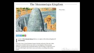 PreColumbian AfricaMonomotapa Kingdom monomotapa kingdom [upl. by Jamil73]