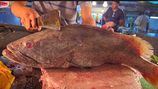 Amazing Big Hamour Fish Cutting Skills In Fish Market  Fish Cutting Skills [upl. by Lana]