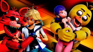 Miraculous Ladybug X FNAF Marinette  Chica  Adrien  Foxy transformations [upl. by Hubble]