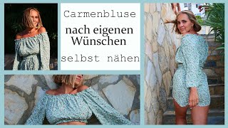 Carmenbluse nähen lernen  Schnittmuster selbst fix erstellen  mit Annas Nähschule [upl. by Rellek]