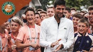 Novak Djokovic with ballboys I RolandGarros 2018 [upl. by Rankin]