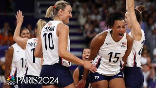 USA women earn crucial win over France to advance to volleyball QFs  Paris Olympics  NBC Sports [upl. by Eslek]