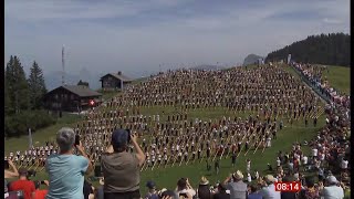 Swiss set world record for largest alphorn ensemble Switzerland 1Sep2024 [upl. by Yaja]