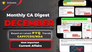 December Current Affairs 2023 based on PYQs CAPFCDSNDA [upl. by Willdon]