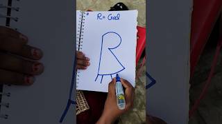 How To Draw A Girl Easy Drawing  With R Alphabet  Step By Step shorts [upl. by Urissa]