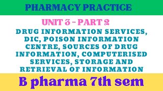 Drug information service in pharmacy practicePoison information center Sources of drug information [upl. by Veator]