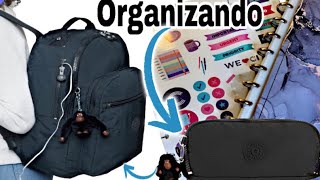 ORGANIZANDO MINHA MOCHILA E ESTOJO DA KIPLING CADERNO INTELIGENTE… Giovanna Teles [upl. by Roskes]