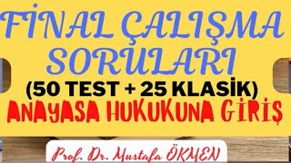 YENİ Anayasa Hukukuna Giriş FİNAL ÇALIŞMA SORULARI anayasahukuku açıköğretim kpssanayasa [upl. by Cassell]