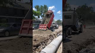 Truck dumps Cement Stabilized Sand shorts [upl. by Avir858]