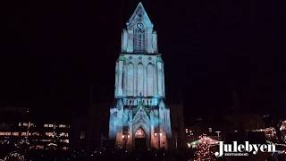 3D lysshow og juleshow på Domkirken I Kristiansand 2018  3D light show on Kristiansand Cathedral [upl. by Annait]