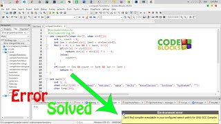 Fix Code Blocks Environment Error Cant find compiler executable in your configured search path [upl. by Ketchan]