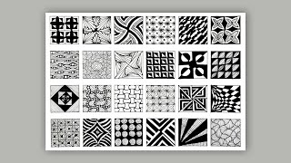 24 easy zentangle patterns for beginners ✺ 24 zentangle patterns ✺ doodle patterns [upl. by Lucita]