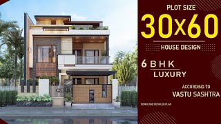 30x60 East Facing House Design 3D  6BHK  interior design  3060 Home Design  30 by 60 House Plan [upl. by Hawley]