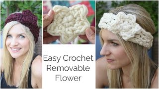 Easy Removable Crochet Flower Tutorial [upl. by Healion816]