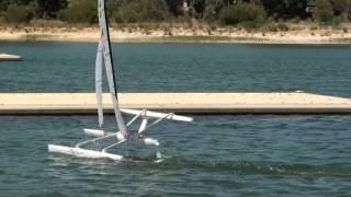 MIni40 Hydrofoiling RC Trimaran at Champion Lakes 29 Januarympg [upl. by Culhert301]