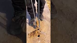 Holes digging process for growing vegetables with spring spatula [upl. by Ahsitam394]