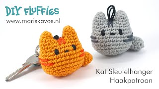 Kat sleutelhanger haken handleiding  hoe haak je een Amigurumi voor beginners Nederlands [upl. by Catharina]