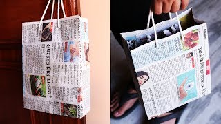 How to Make a Paper Bag with Newspaper – Paper Bag Making Tutorial Very Easy [upl. by Shelia]