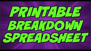 Printable Breakdown Spreadsheets [upl. by Hollah]