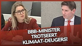 BBBminister Wiersma TROTSEERT linkse klimaatdeugers in stikstofdebat [upl. by Ellinet466]