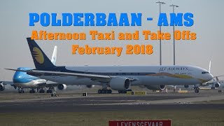 Polderbaan Schiphol Taxi amp Take Offs February 2018 4K [upl. by Tebazile]