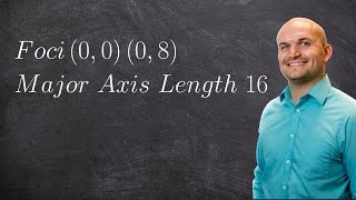 Given the major axis and foci find the standard equation of the ellipse [upl. by Yleme]