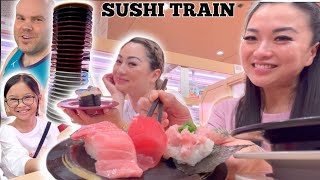 SUSHI TRAIN  WE ATE WAY TOO MUCH CASUAL MUKBANG  SASVlogs [upl. by Nnylav]