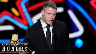 Christian McCaffrey wins Offensive Player of the Year Award  2024 NFL Honors [upl. by Esinaj699]