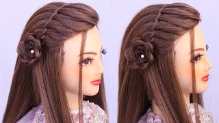 2 quick open hairstyle with lehenga l wedding hairstyles kashees l flower braids hairstyles [upl. by Drabeck]